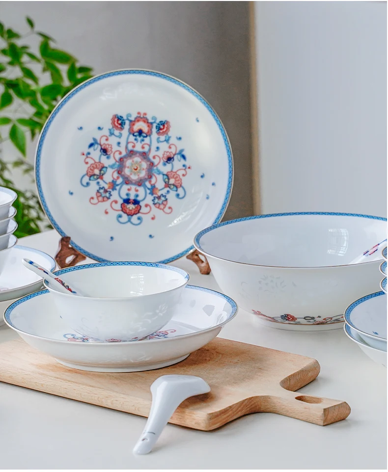 Jingdezhen Linglong High-End Ceramic Tableware Set Single Chinese Rice Bowl and Dish Premium Bowl Dishware for Household Use details