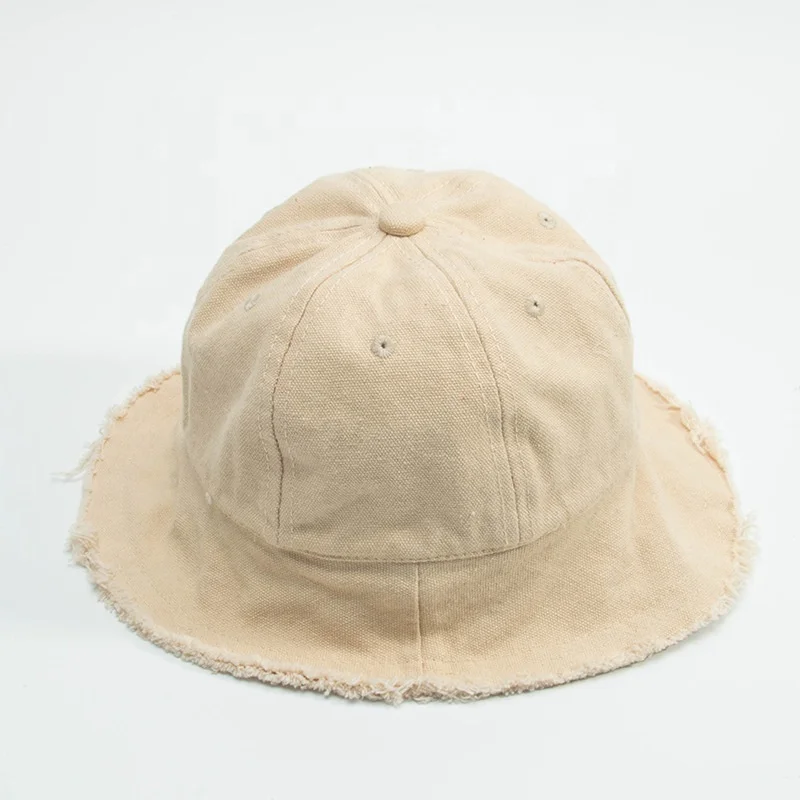 Wholesale Spring Summer Blank Solid Canvas Cotton Anti UV Sun Baby Toddler Bucket Cap Hat for Kids Children Fashion Casual Dress