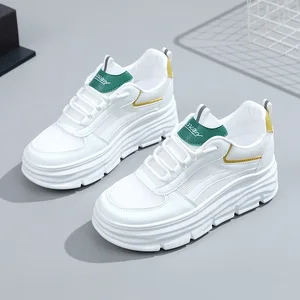 W3603 New High Rise Women's Board Shoes Summer Mesh Breathable Sports Shoes Thick Sole Versatile Casual Shoes