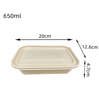 650mL Eco-Friendly Biodegradable Compostable Corn Starch Tableware Disposable Corn Starch Container Packaging for Food