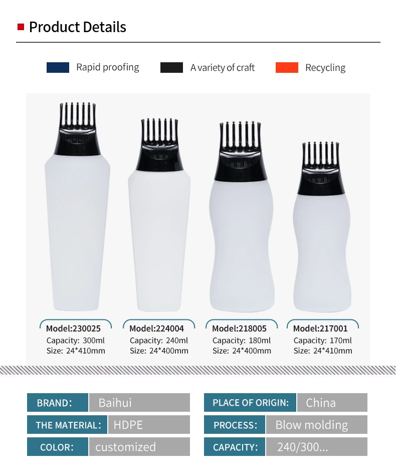 Professional Custom Eco-Friendly High Quality Salon Hair Dye Shampoo Bottle 2 in One Hair Dye Bottle for Beauty Salon