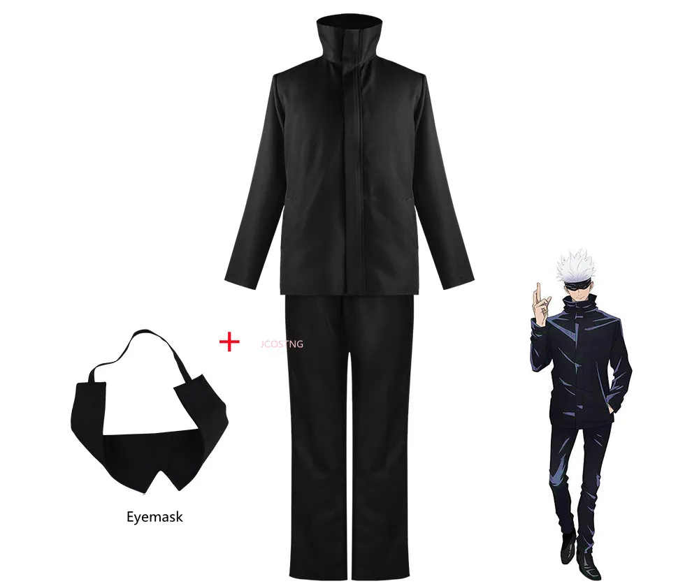 Anime Jujutsu Kaisen Gojo Satoru Blue Black Top Pants Eye Mask Halloween  Party Cosplay Costume| Alibaba.com