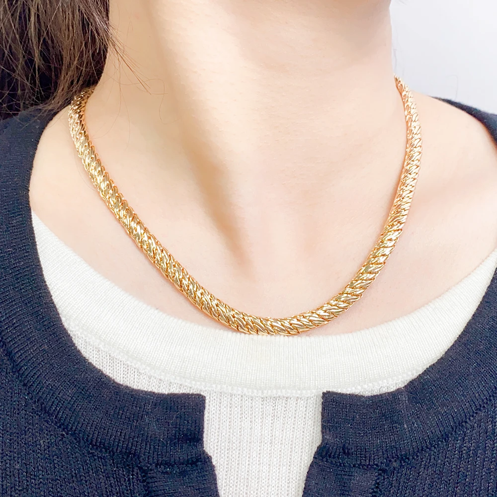 product women accessories jewelry brass customized link chain gold plated necklace for women-3