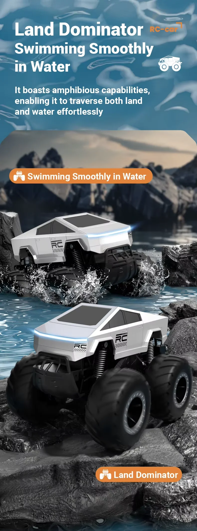 Amphibious Bigfoot Cybertruck RC Truck