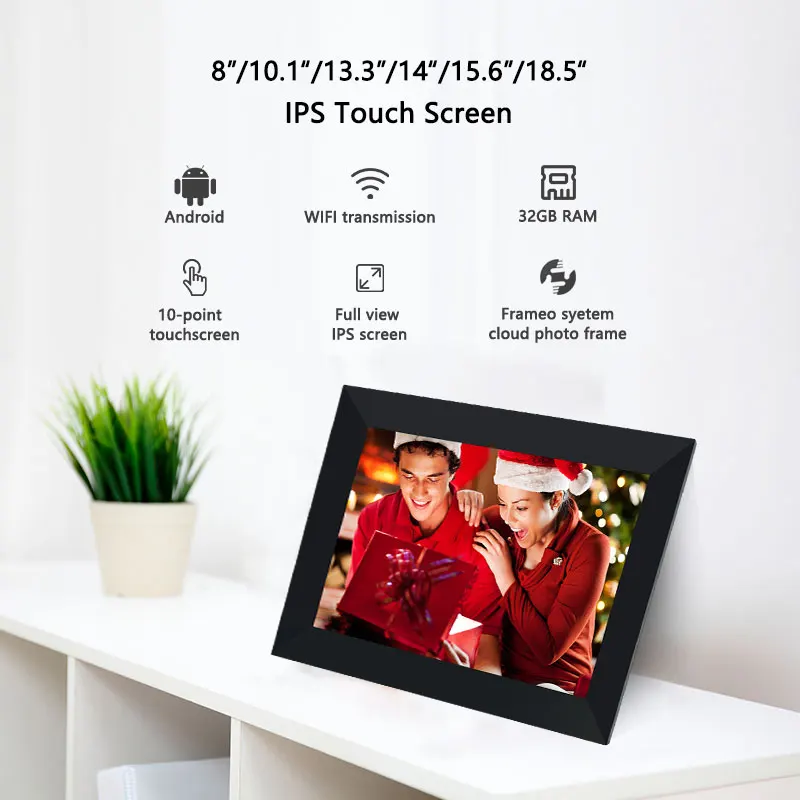 Frameo 10.1 Inch WiFi Digital Photo Frame with 1280x800 IPS Touch Screen Easy to Share Photos Videos Video Playback Function