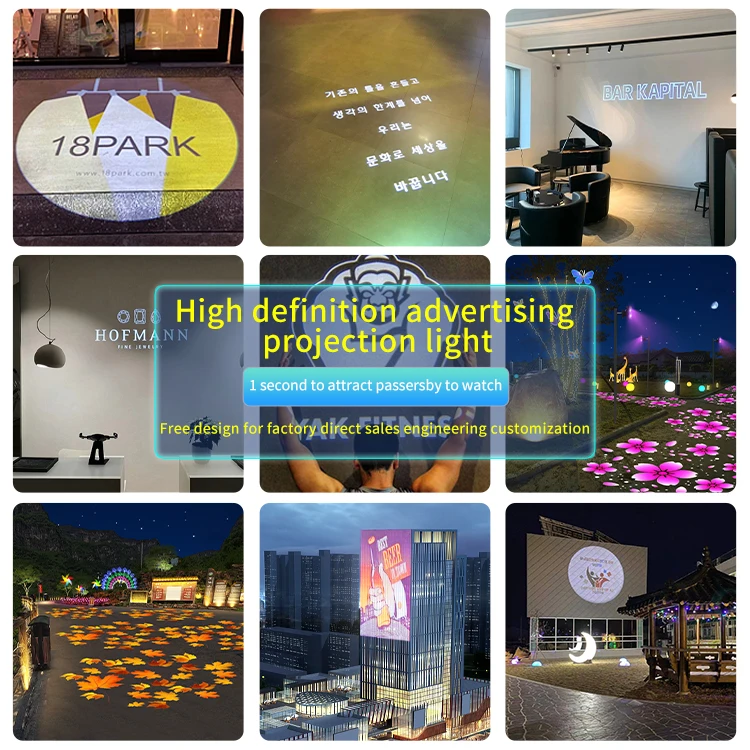 100W Laser Advertising Projector with LED Logo Gobo Logo Projector Light Aluminum Alloy Body Highlighting Spotlight Pattern Word