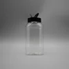transparent bottle + black cap