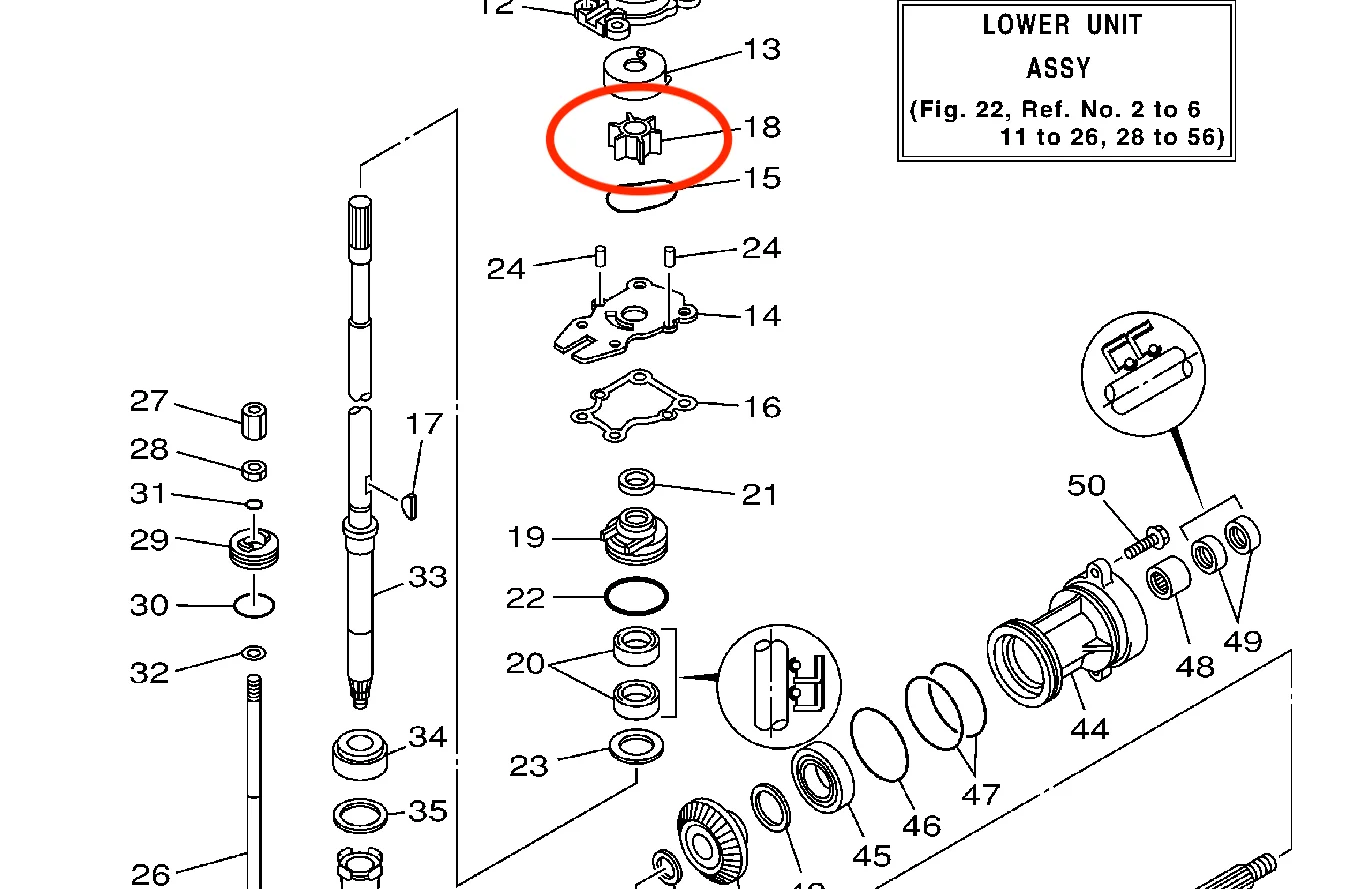 6g04435200 Boat Water Pump Impeller For Yamaha Motor 20hp 25hp 20a