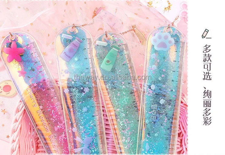 Flowing Sand Pvc Oil Bookmark Ruler With Charms - Buy Flowing Sand ...