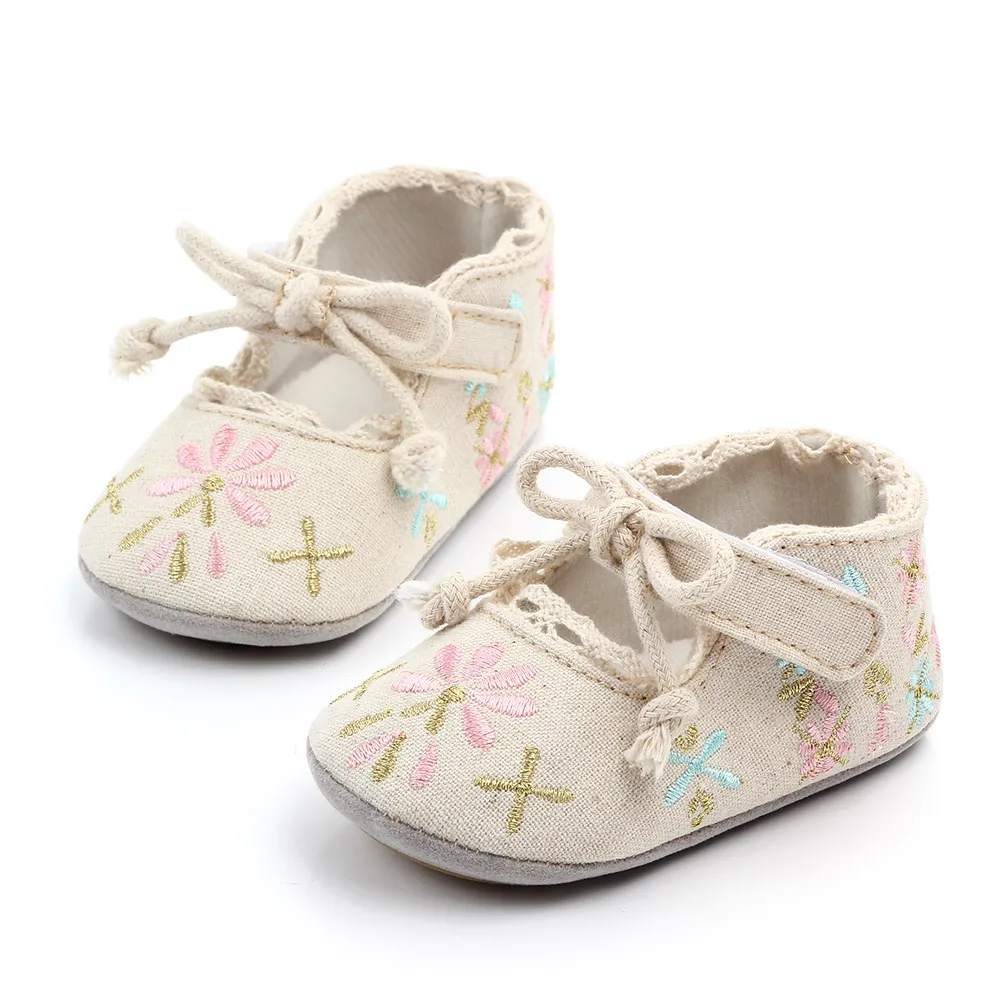 Butterfly Embroidered Baby Princess Shoes Toddler Crib Shoes Soft Rubber Soled Non Slip Walking Shoes Dress 2025