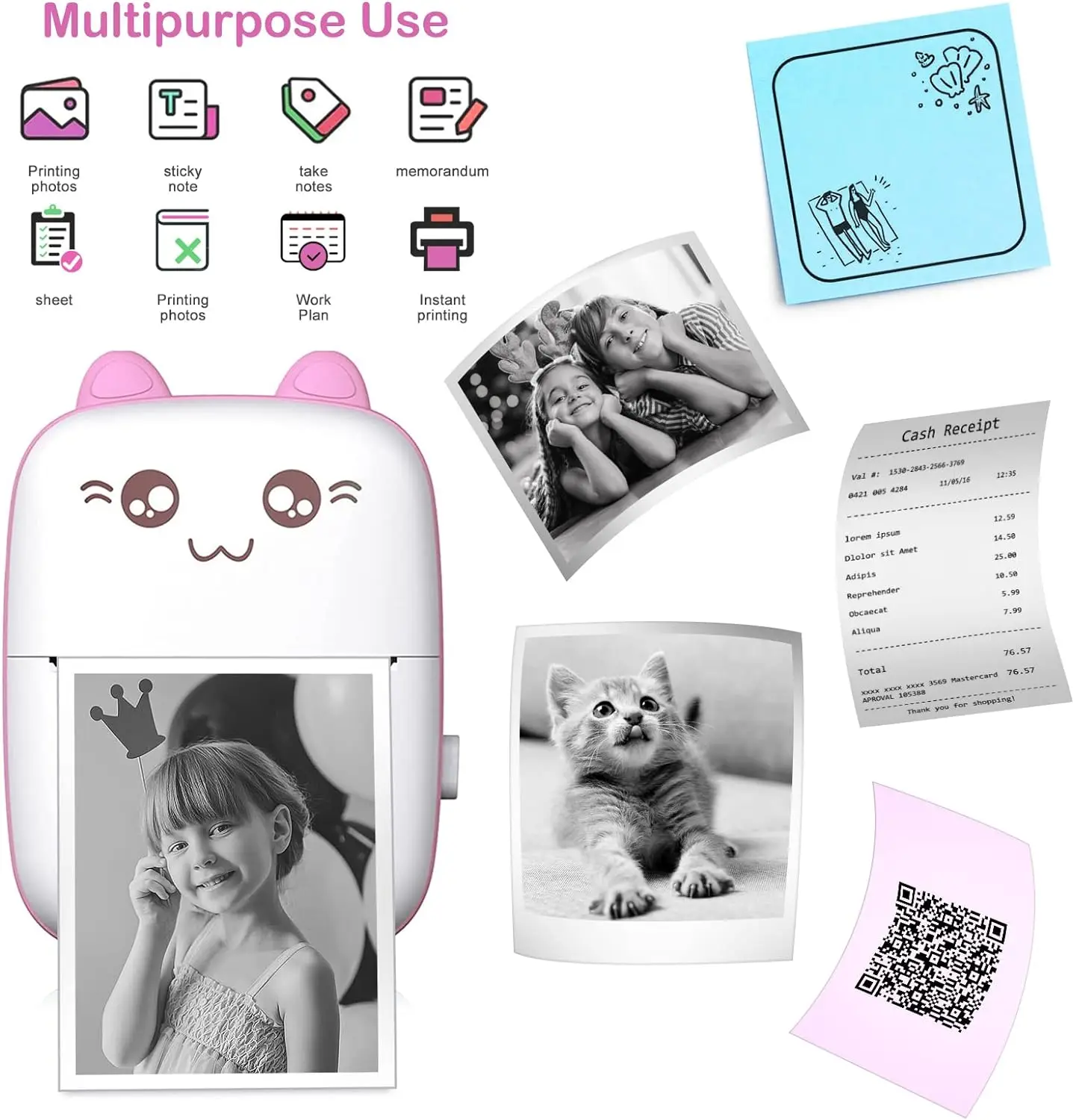 Mini Portable Pocket Mobile Thermal Printer Smart Inkless Printing Stickers Label Photo Wireless Bluetooth Printer