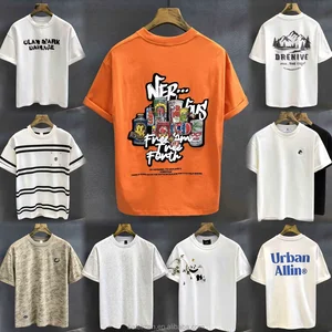 2026 Summer European Fashion Brand Men's Casual 220 Grams Silk T-Shirt Slim-Fit O-Neck Embroidered Woven Digital Printing Solid