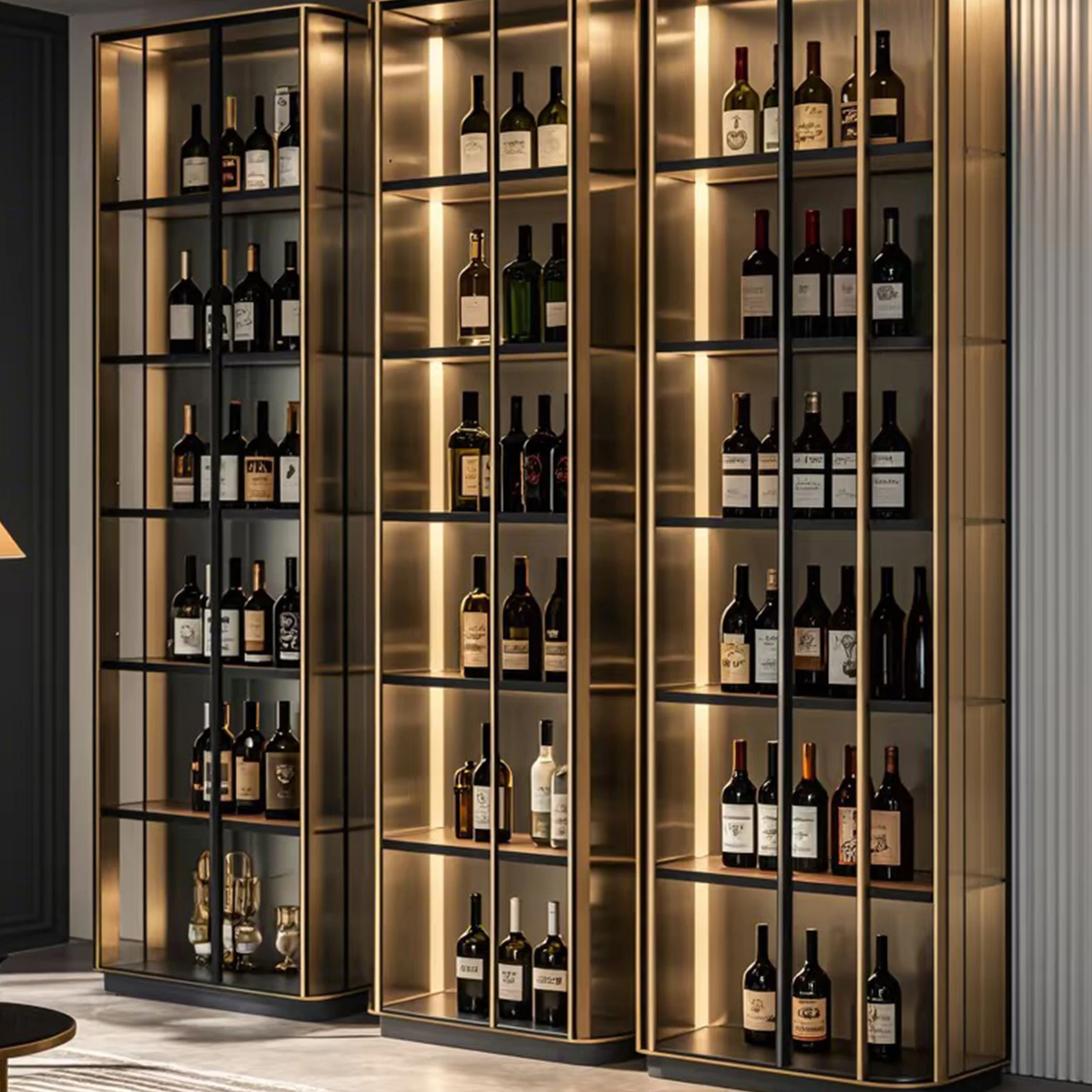 Fanci Rack Fancy Lighted Whiskey Wall Design Wine Rack - 304 Stainless Steel