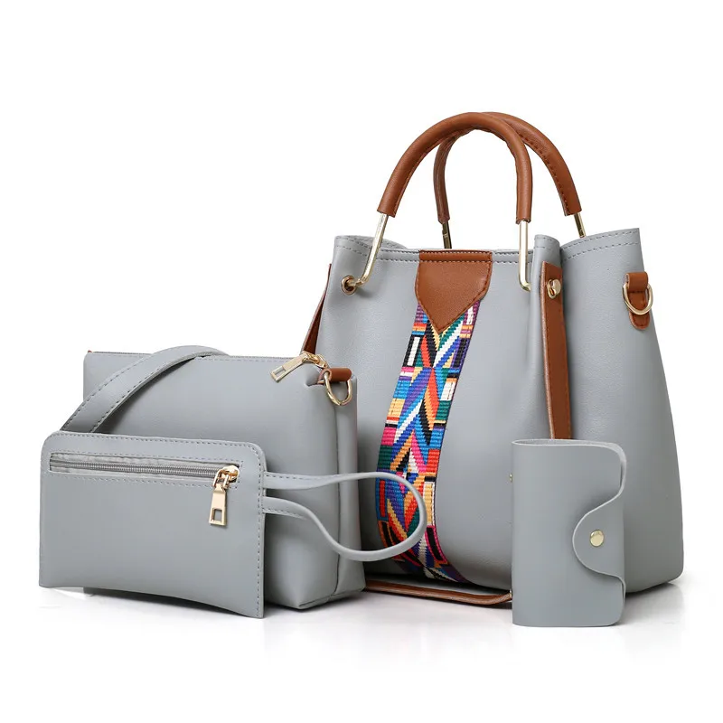 Kovaky 4pcs 2021 Bags Sets for Women Four-Piece Shoulder Bag Messenger Bag Wallet Handbag Totes Gifts for Ladies