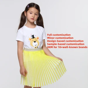 Customizable Pleated Yellow Striped Skirt Lightweight Casual Semi-Casual Wear Versatile Styling Kid Skirt