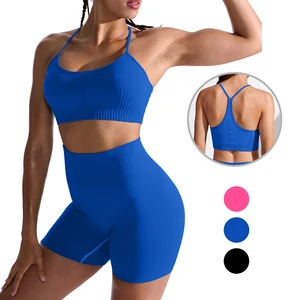 High Quality Women's Gym Clothing Set Sexy Off-Shoulder Bra & High-Waisted Elastic Shorts Plus Size Lightweight for Fitness