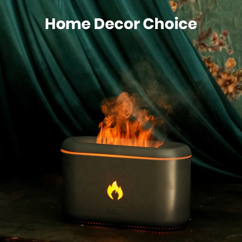 Nawsun Flame Aroma Diffuser Simulated Fire Flicker Flame Effect LED Light USB Air Humidifier Essential Oil Diffuser