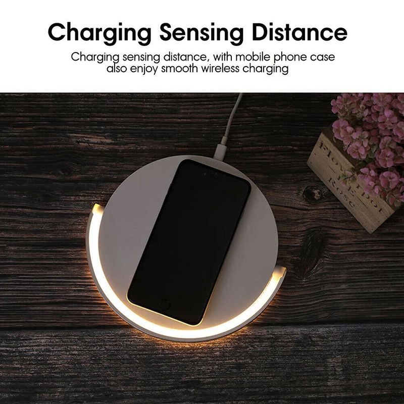 Universal 10W Fast Wood Multi Table Qi Led Light Lamp Phone Bracket Mobile Holder Wireless Phone Chargers With Lamp