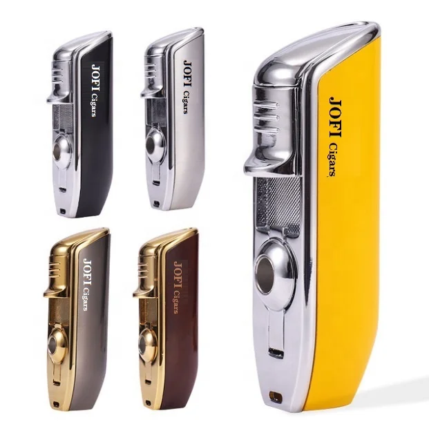 Amazon Refillable Windproof Triple Jet Flame Torch Cigar Gas Lighter Ready To Ship Torch Lighter