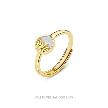 INS fashion 925 sterling silver sun ring jewelry women 18K gold plated resizable rings for women jewelry