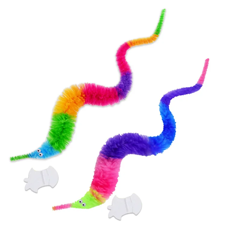 Classic Rainbow Color Magic Worm 23 Cm Fuzzy Twisty Worm Magic Trick Wiggly Plush Worm Toy For