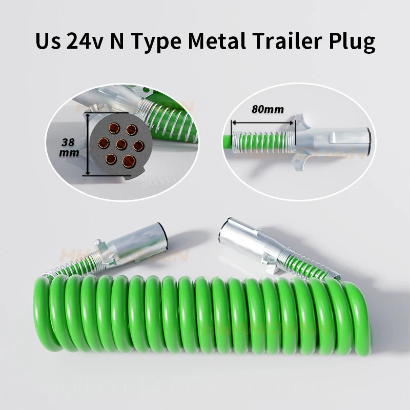 7 Way Trailer Cable,15 Ft Heavy Duty 7 Core Abs Electrical Power Coil