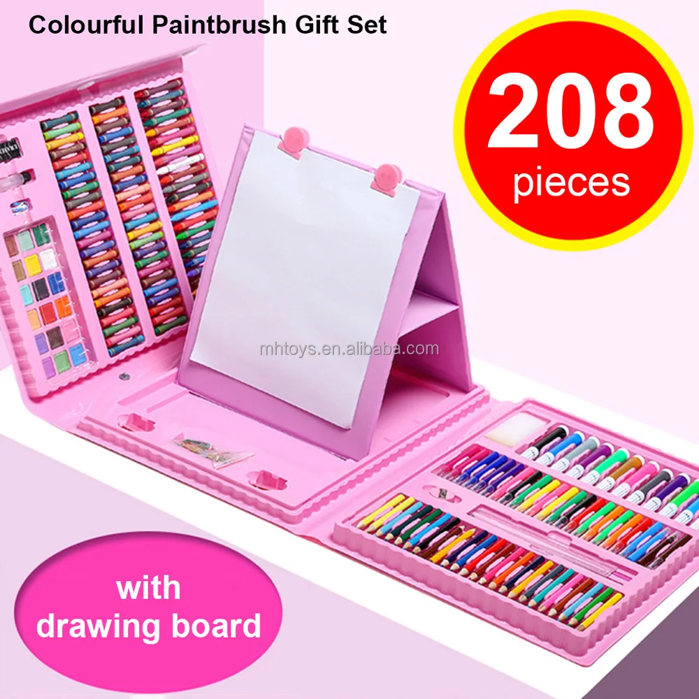 208 Pcs Art Supplies, Brand Drawing Art Kit For Kids Adults Art Set With  Double Sided Trifold Easel, Oil Pastels, Crayons(pink)