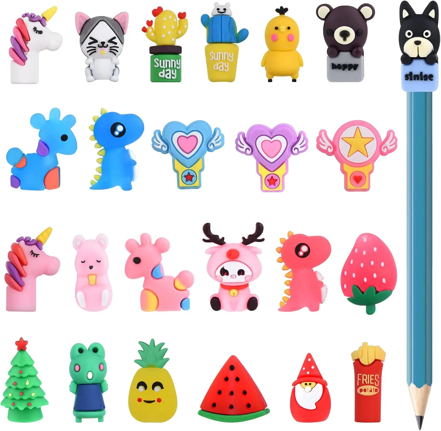 Dihua Custom 3D Cartoon Screen Ballpoint Pen Toppers Hot Selling for Smiley Mop Fruit Pattern Stylus Animal PVC Doll Head Topper