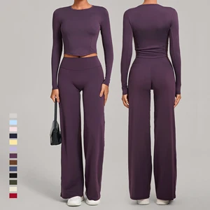 Women's Solid Breathable Yoga Sets Quick-drying Tight High Waist Sports Fitness 2 Piece Sets