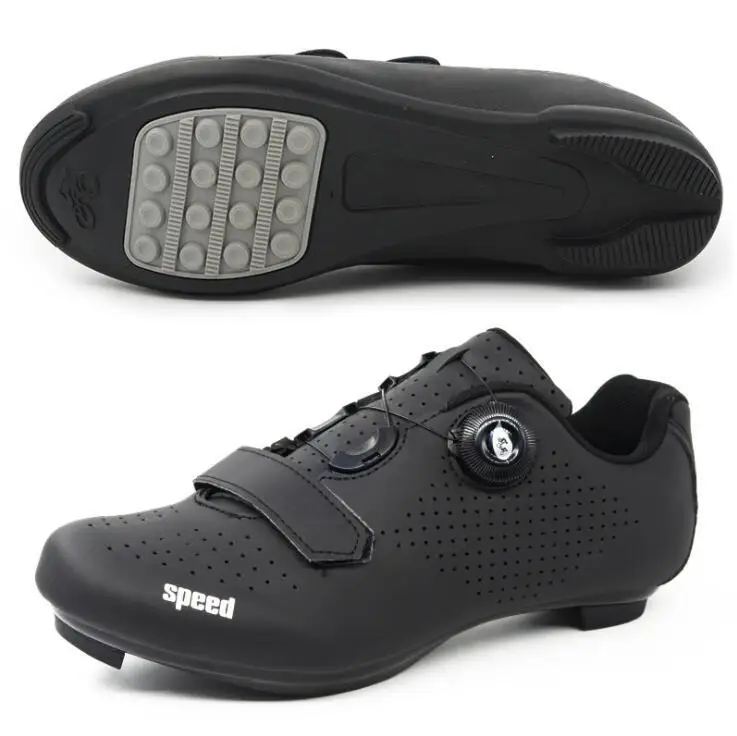 Pure Black Anti-Slip Men's Cycling Sports Shoes Hard-Soled Wear-Resistant for Autumn Winter Spring Summer Mountain Road Bike