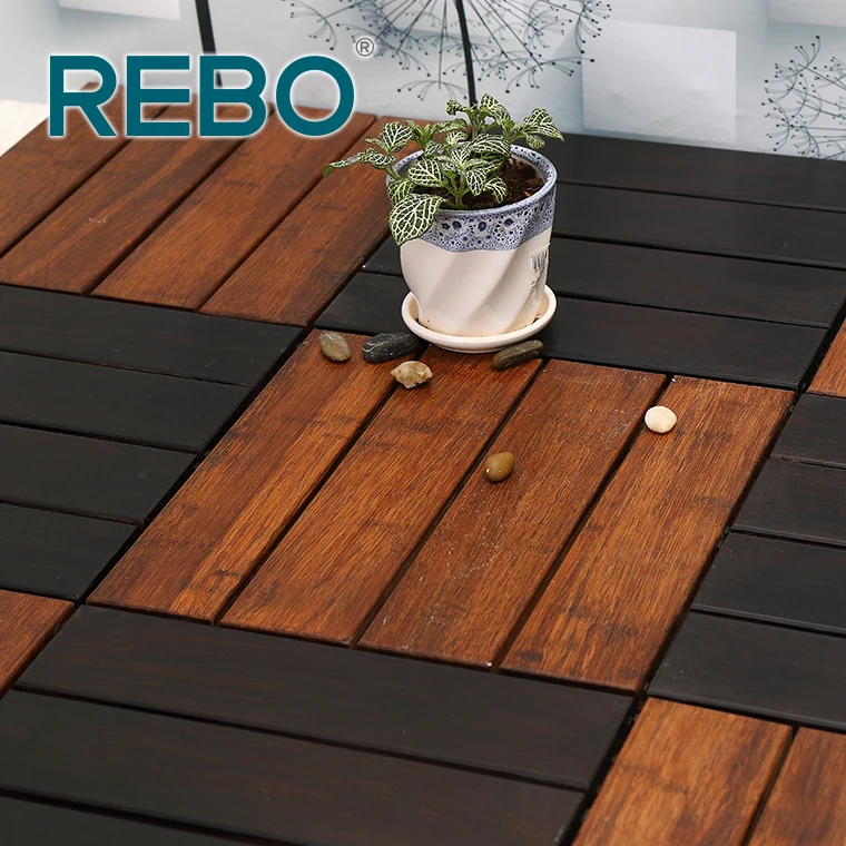 Click Lock Interlocking Bamboo Floor Deck Tile