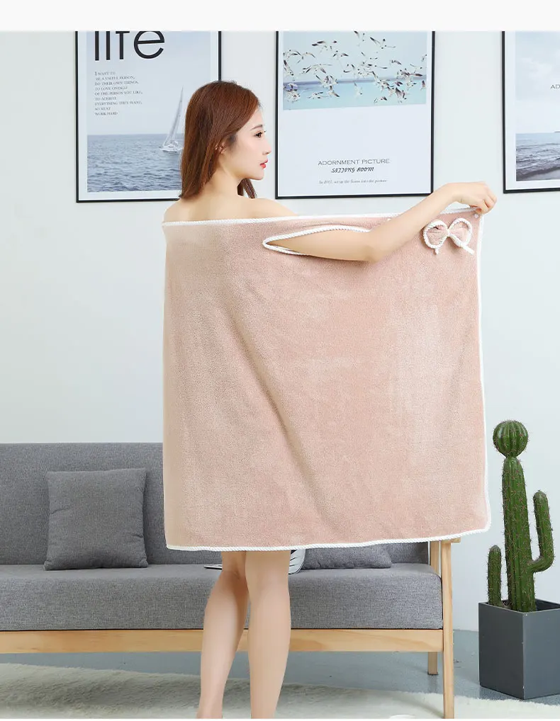 Coral Fleece Body Scrub Towel Women Bath Towel Logo Dress Skirt Big Towel Strong Water 7469