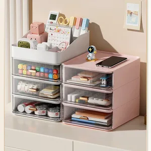 Desktop Storage Compartment Organizer Dustproof Rack Drawer Home Stackable Stationery Rectangular Storage Box