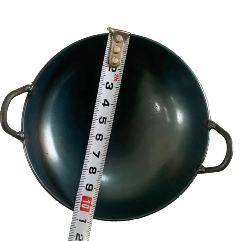 10.5cm Mini Retro Cooking Iron Wok Pan with Wooden Lid for Miniature Kitchen Set