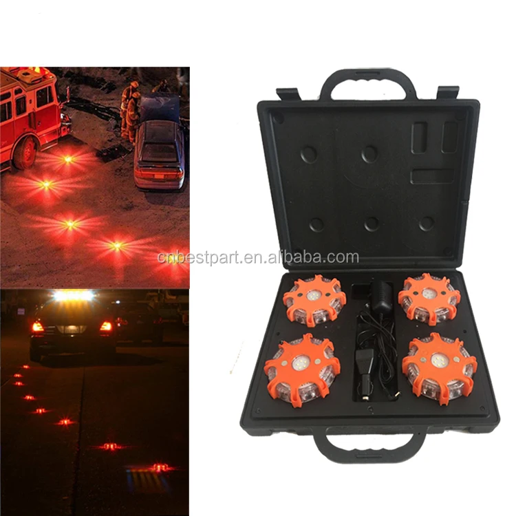 4 Pack Led Flare Strobe Lamp Rechargeable Warning Light Safety Flashing