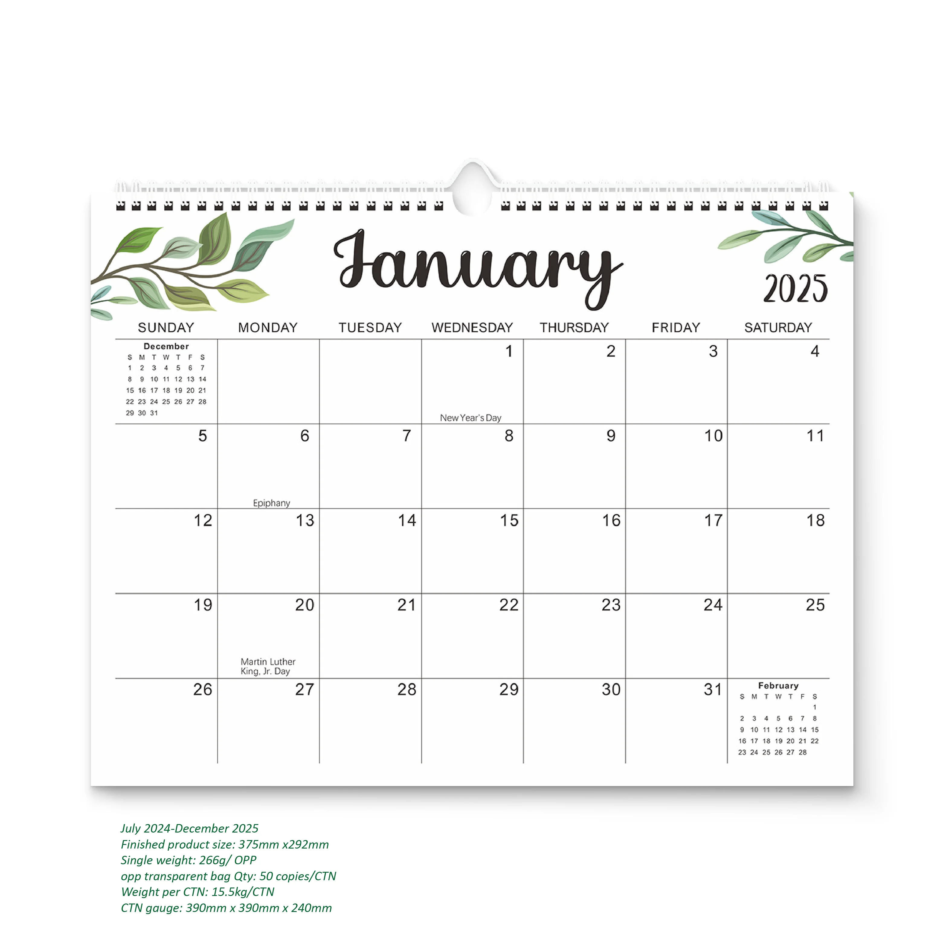 Настенный календарь настенный новый стиль Рождественский офисный настольный декор стикеры месячный