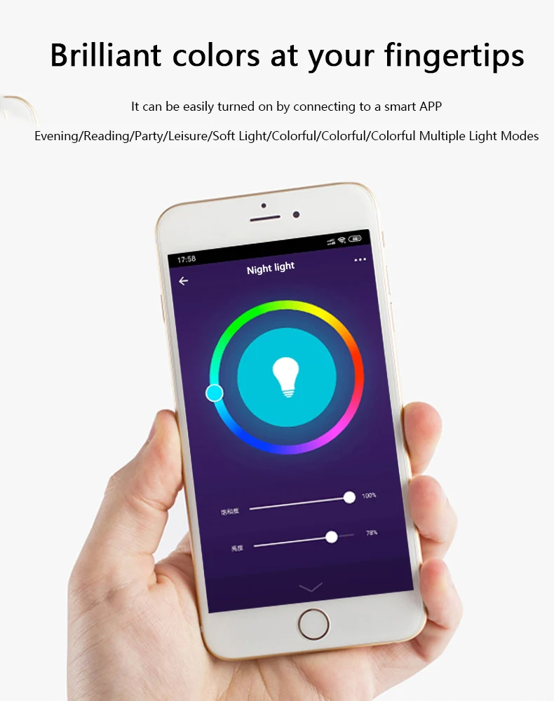 Светодиодный сенсорный датчик с регулируемой яркостью, изменение цвета RGB, управление через приложение, умный Wi-Fi, рядом с ночной лампой