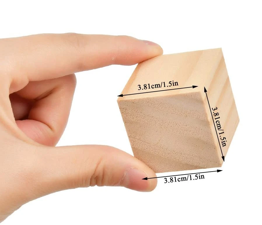 1.5 inch Wood Blocks | Natural Unfinished Craft Wooden Cubes -by  CraftpartsDirect.com | Bag of 10