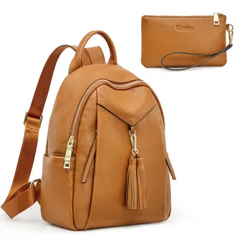 Haoen Luxury lady custom leather backpack bags custom leather school bag for woman