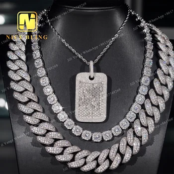 NEW ARRIVAL Baguette Diamond Dog Tag Pendant moissanite 925 Silver Hip Hop Rock iced out Pendant Fine Jewelry Moissanite Pendant