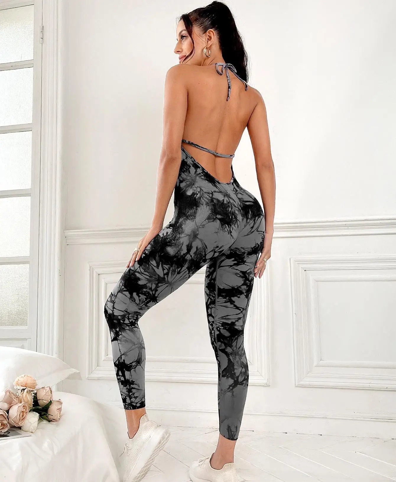 Tie Dye Yoga One Piece Women Workout Sleeveless Sport Yoga Bodysuit