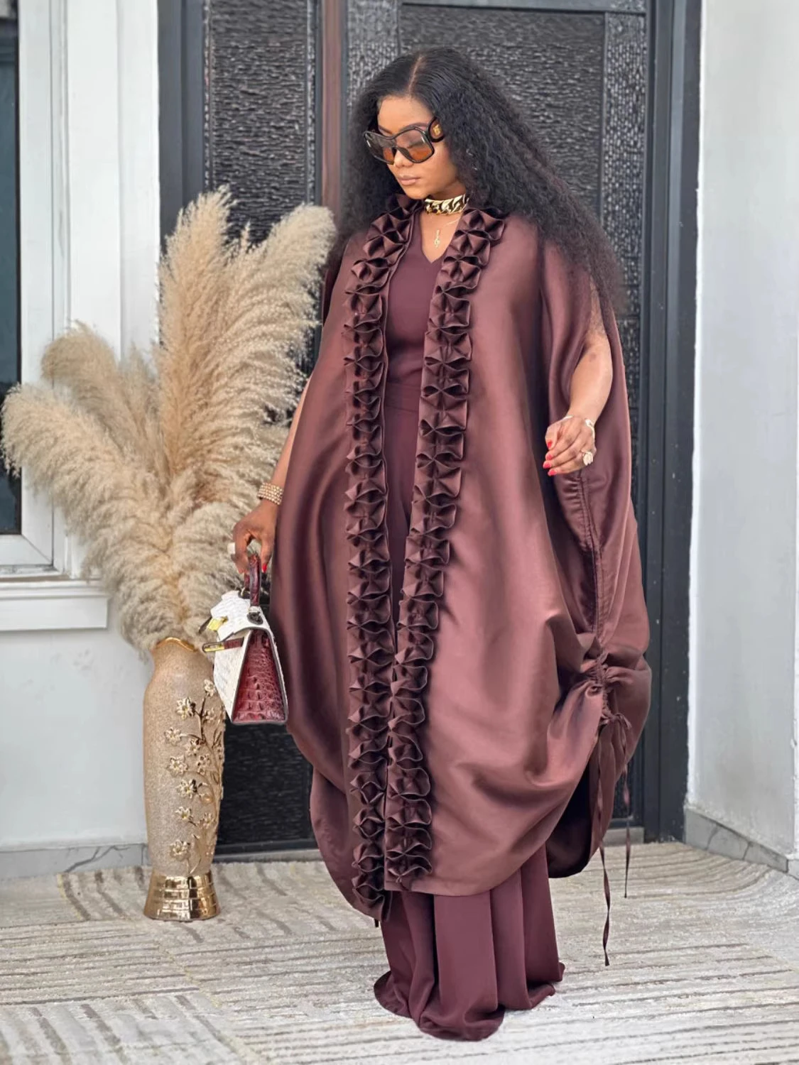 plus size african dresses formal gown African Sequin Evening Maxi Dress Dashiki Long Sleeve Champagne / XL