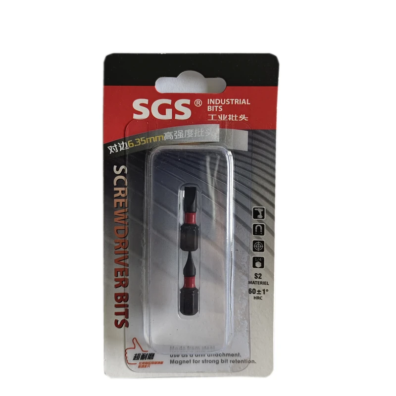 MOYOTEC 2pcs Slotted Impact Screwdriver Bit 1/4inch 25mm Mini Screw Bit Set with Blister Card Packag