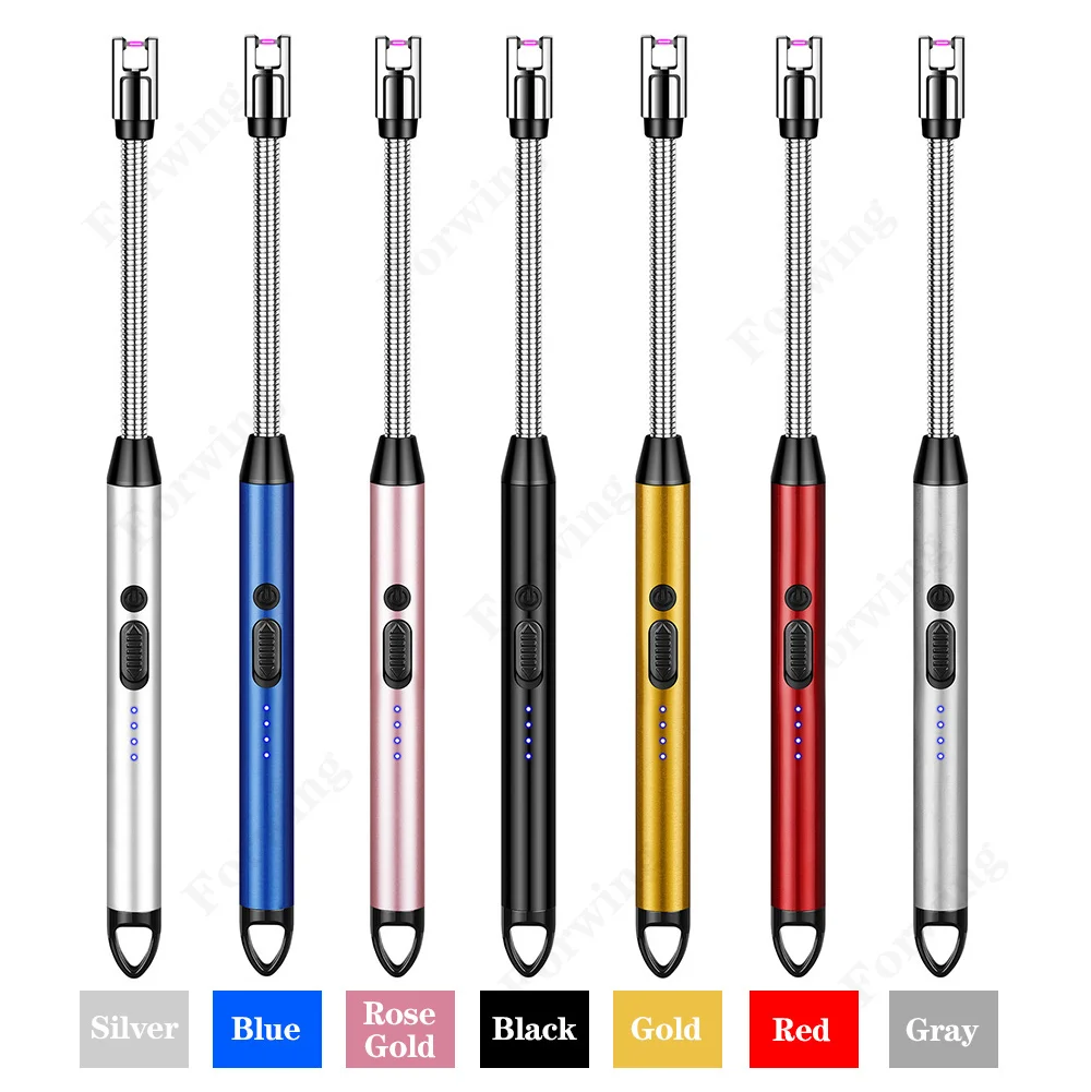 Popular 360 Degree Rotating Arc Lighter USB Rechargeable Cycle Long Handle Windproof Outdoor BBQ Candle Kitchen Lighter