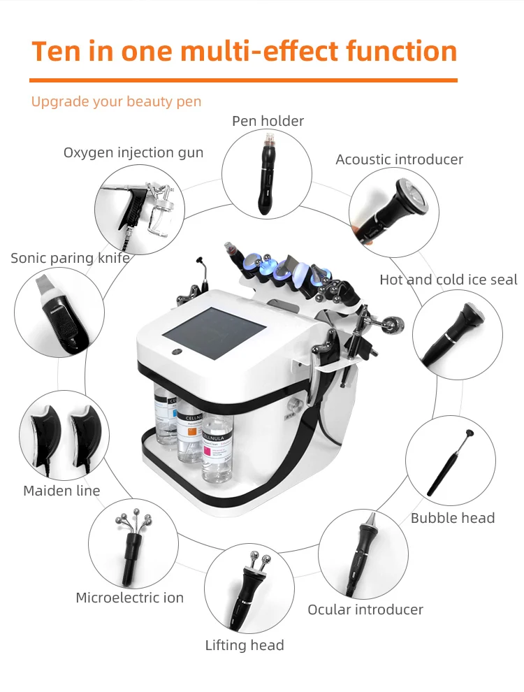 2024 New Arrival 10 In 1 Hydrodermabrasion Face Care Oxygen Injection Beauty Salon Microdermabrasion Bubble Facial Machine