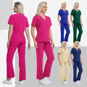 New Doctor Nurse Unisex Scrub Suit Breathable Quick-Dry Knitted Comfortable Stretch Surgical Set for Women