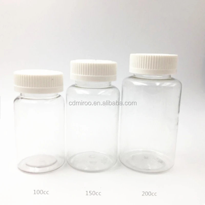 5pcs Clear Pill Plastic Medicine Bottles Empty Reagent Bottles