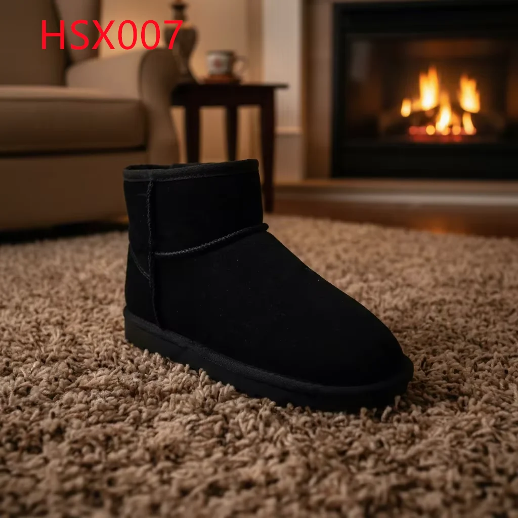 LXG,Short Barrel Real Wool Lining&insole Warm Lady Snow Boots Chilly Days Stain Resistant Anti-slip Black Winter Boots HSX007