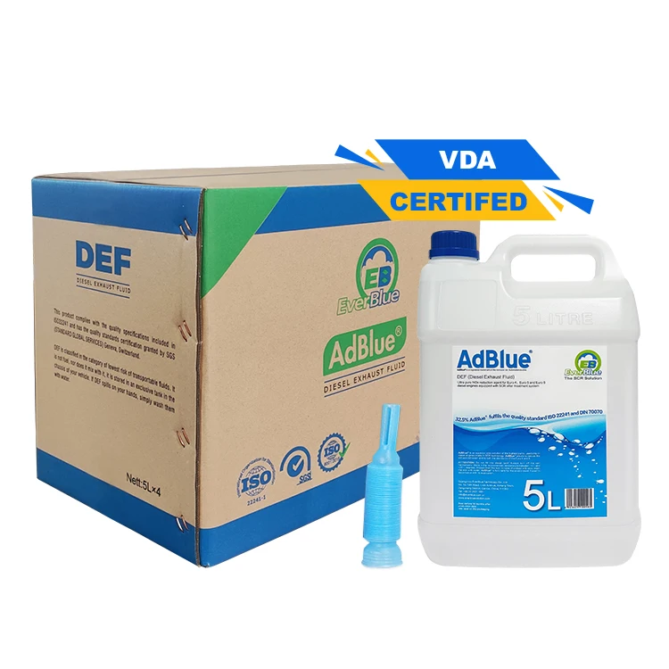 Оптовая продажа мочевина Adblue VDA DEF 5L дизельная выхлопная жидкость водный раствор мочевины упаковка с трубкой и коробкой
