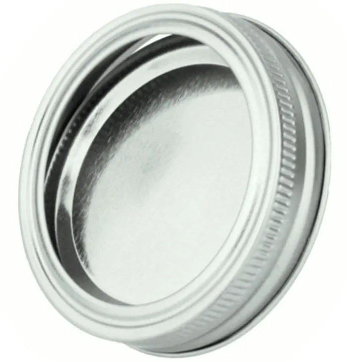 QUARKZMAN Couvercles De Mise En Conserve, 8 Ensembles - Couvercles Et Bagues En Fer-Blanc Pour Bocaux Mason à Ouverture Régulière Avec Date, Étanches Et Adaptés à La Conservation (Argent